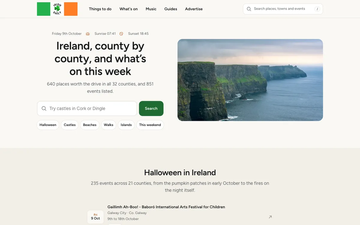 The Irish Daily website as it looks live