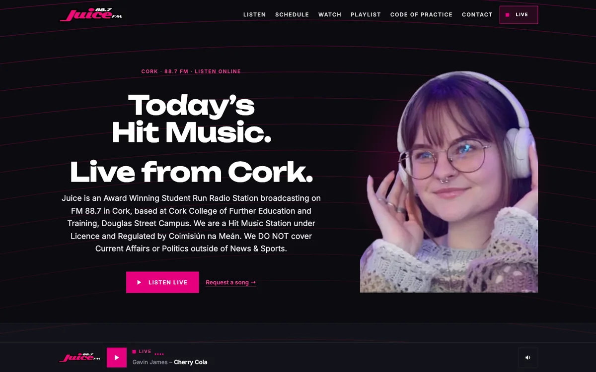 The Juice FM website as it looks live