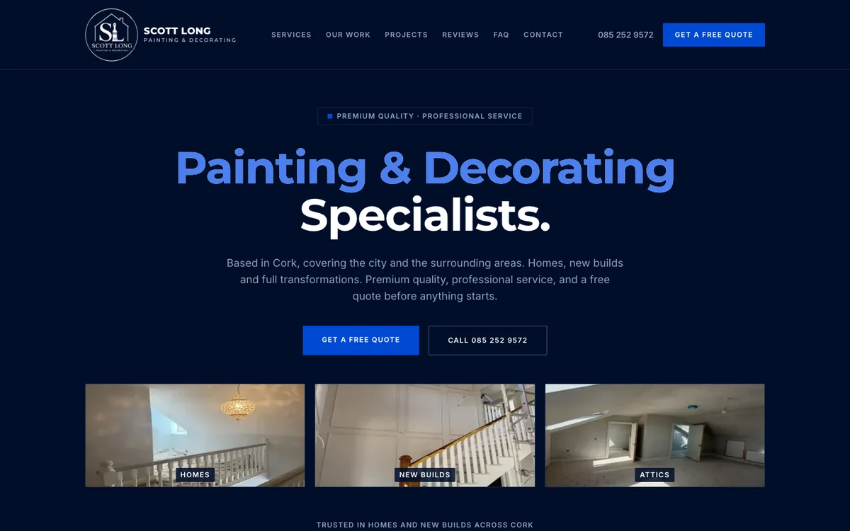 The Scott Long Painting & Decorating website as it looks live