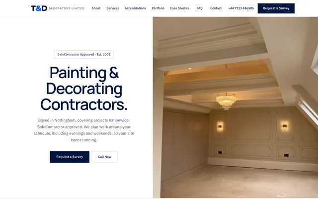 The T & D Decorators Limited website